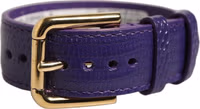 Violet Textured Leather Gold Buckle Belt Strap Bracelet 1