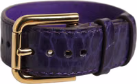 Violet Embossed Leather Gold Buckle Belt Strap Bracelet 1