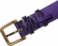 Violet Embossed Leather Gold Buckle Belt Strap Bracelet 5