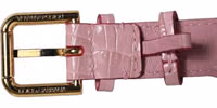 Pink Embossed Leather Gold Buckle Belt Strap Bracelet 5
