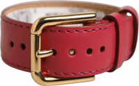 Red Calfskin Leather Gold Buckle Belt Strap Bracelet 1