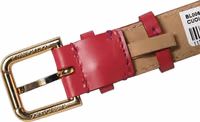 Red Calfskin Leather Gold Buckle Belt Strap Bracelet 5