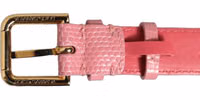 Pink Textured Leather Gold Buckle Belt Strap Bracelet 5