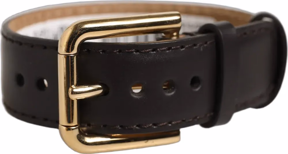 Black Calfskin Leather Gold Buckle Belt Strap Bracelet