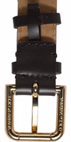 Black Calfskin Leather Gold Buckle Belt Strap Bracelet 5