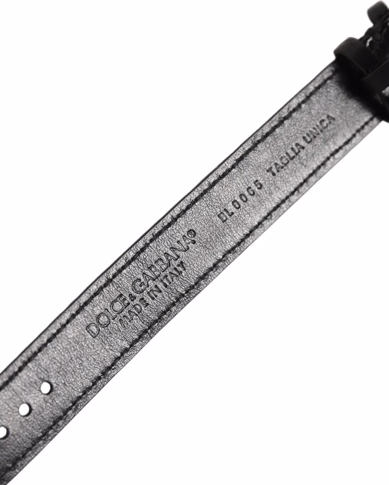 Black Textured Leather Gold Buckle Belt Strap Bracelet