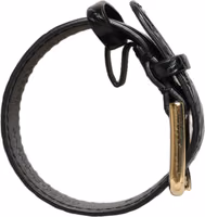 Black Textured Leather Gold Buckle Belt Strap Bracelet 4
