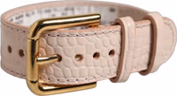 Pink Embossed Leather Gold Buckle Belt Strap Bracelet 1