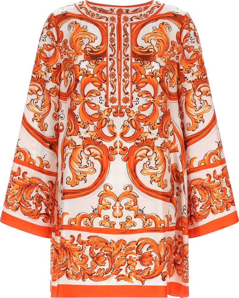 Orange Silk Short Dress