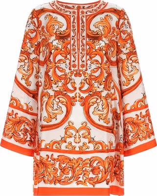 Orange Silk Short Dress