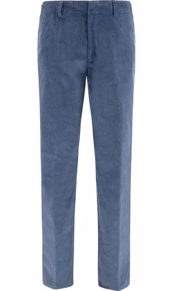 Blue Cotton Casual Pants