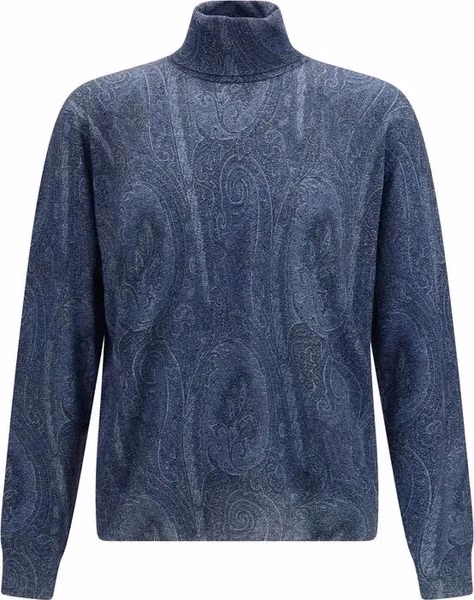 Blue Silk Turtleneck