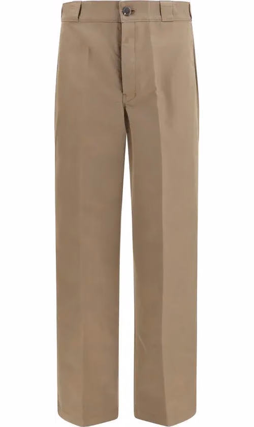 Brown Cotton Casual Pants