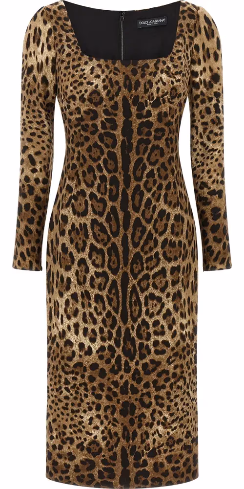 Brown Viscose Midi Dress