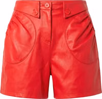 Red Polyester Women Shorts 1