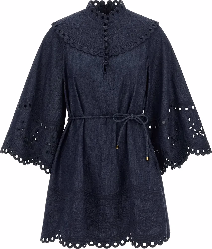 Blue Cotton Short Dress