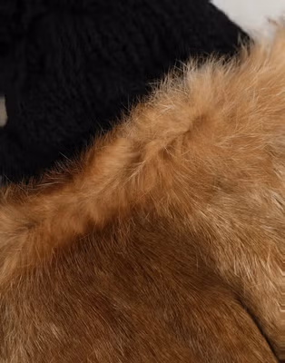 Black Brown Dyed Rabbit Real Fur Winter Beanie Hat