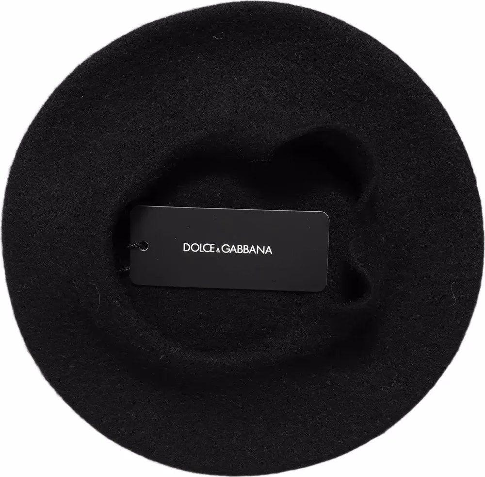 Black Wool French Style Beret Capello Hat