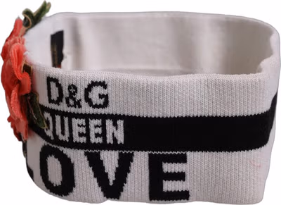 White D&G Queen Love Floral Applique Head Band One Size Hat
