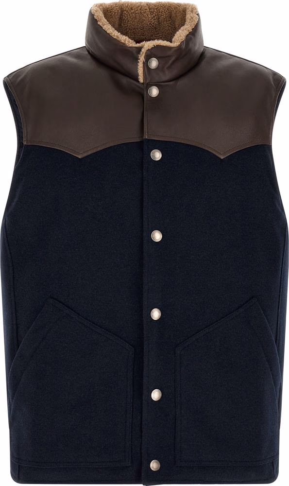Blue Wool Sleeveless Jacket