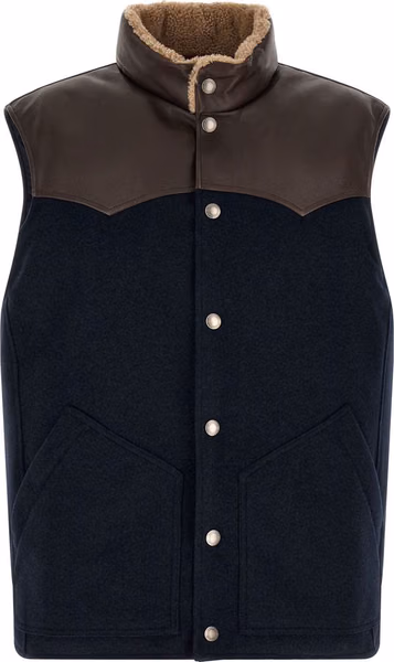 Blue Wool Sleeveless Jacket
