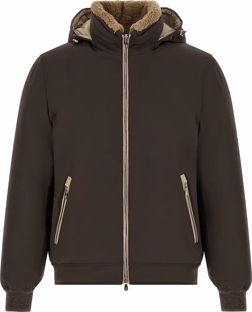 Brown Polyamide Full-Length Jacket