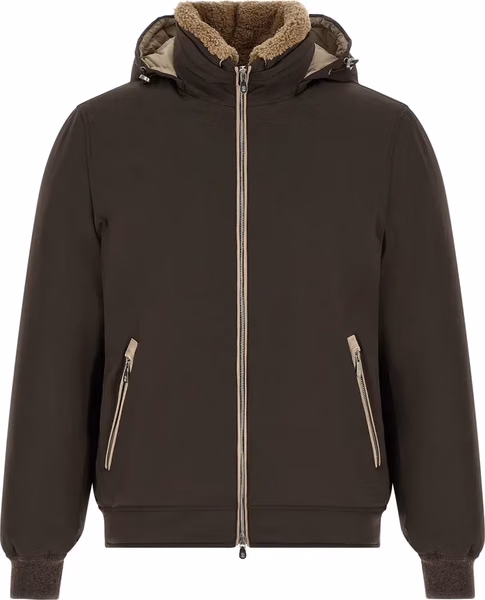 Brown Polyamide Full-Length Jacket