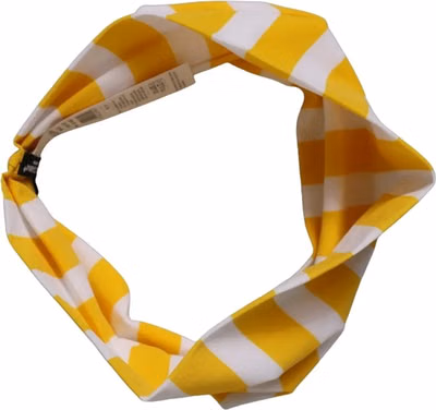 Yellow White Stripes Nylon Head Wrap One Size Headband