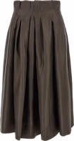 Brown Silk Midi Skirt 1