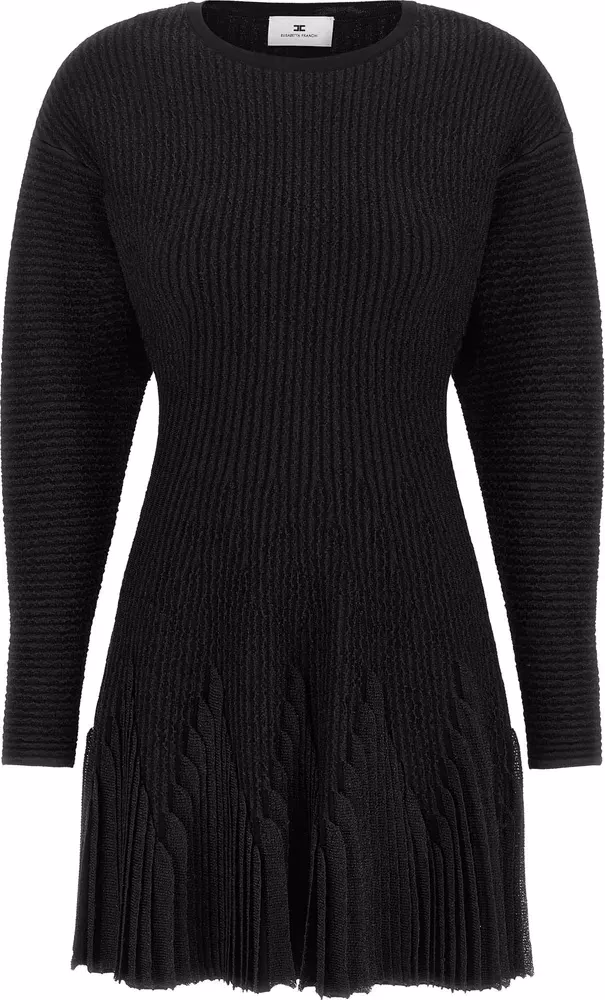 Black Viscose Short Dress