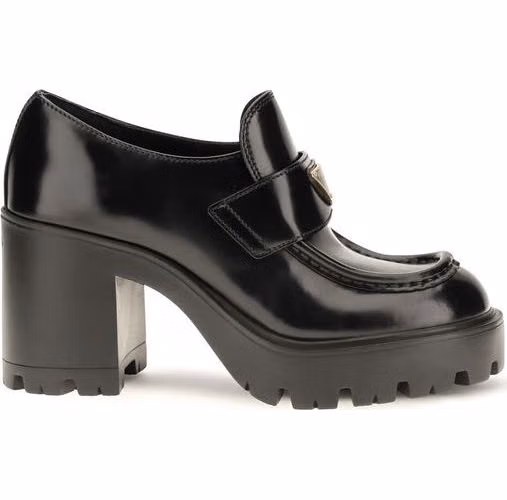 Black Calf Leather Bos Taurus Platform Loafers