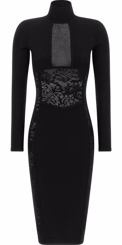 Black Viscose Midi Dress