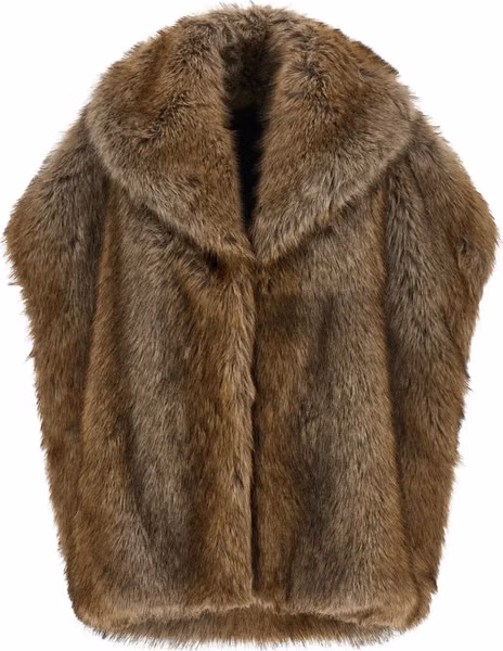 Brown Polyester Sleeveless Jacket