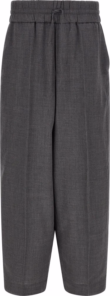 Gray Virgin Wool Casual Pants