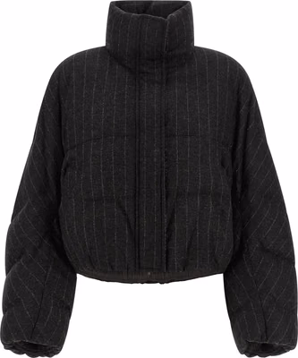 Gray Virgin Wool Full-Length Jacket