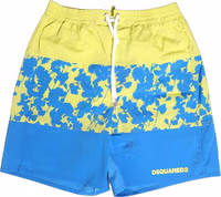 Blue Yellow Floral Boxer Shorts Beachwear Swimwear 2