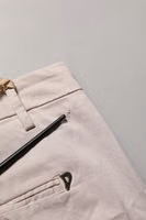 Beige Low Waist Tapered Women Cropped Trousers Pants 1