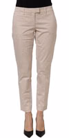Beige Low Waist Tapered Women Cropped Trousers Pants 3