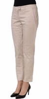 Beige Low Waist Tapered Women Cropped Trousers Pants 4