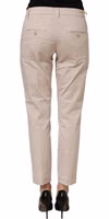 Beige Low Waist Tapered Women Cropped Trousers Pants 5