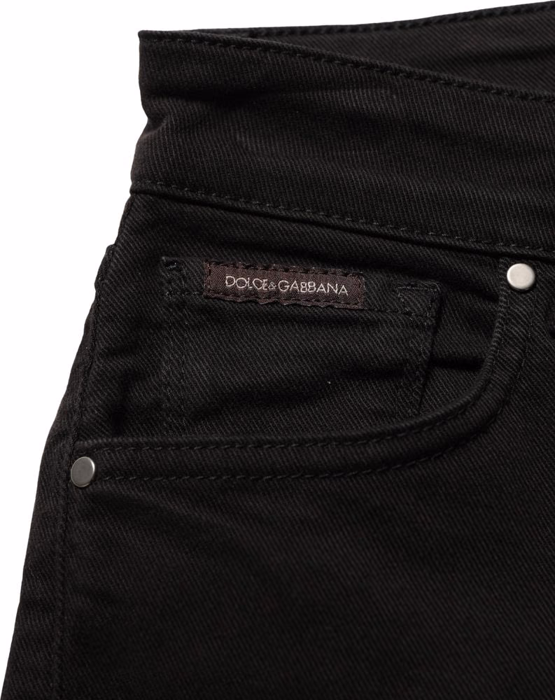 Black Cotton Stretch Skinny Denim Jeans