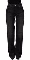Black Cotton Stretch Straight Denim Jeans 2