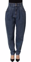 Dark Blue Cotton Stretch Tapered Denim Jeans 1