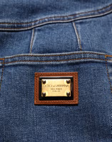 Dark Blue Cotton Stretch Tapered Denim Jeans 5