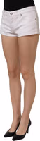 White Cotton Low Rise Denim Hot Pants Shorts 3