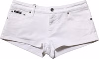 White Cotton Low Rise Denim Hot Pants Shorts 5