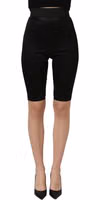 Black Nylon HighWaist Elastic Waistband Shorts 2