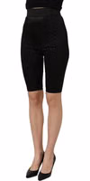 Black Nylon HighWaist Elastic Waistband Shorts 3