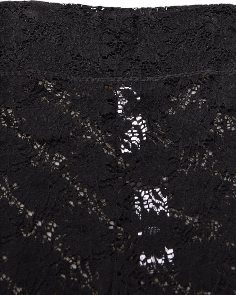 Black High Waist Sheer Floral Lace Shorts