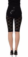 Black High Waist Sheer Floral Lace Shorts 4